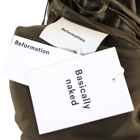 Reformation Morel Brown Anaiis Silk Dress High Neck Open Back Maxi Dress Size 6 - Picture 7 of 7